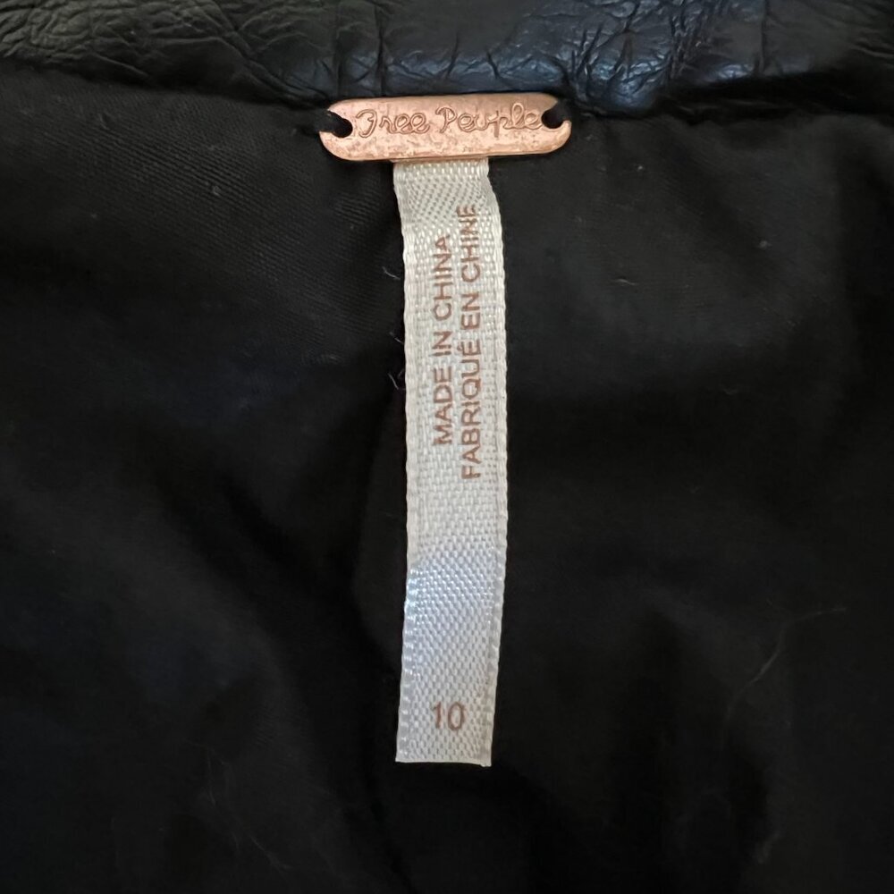 Free People Cleo Leather Moto Black Hooded Jacket Soft Grunge Hot Girl Elevated - Picture 5 of 14